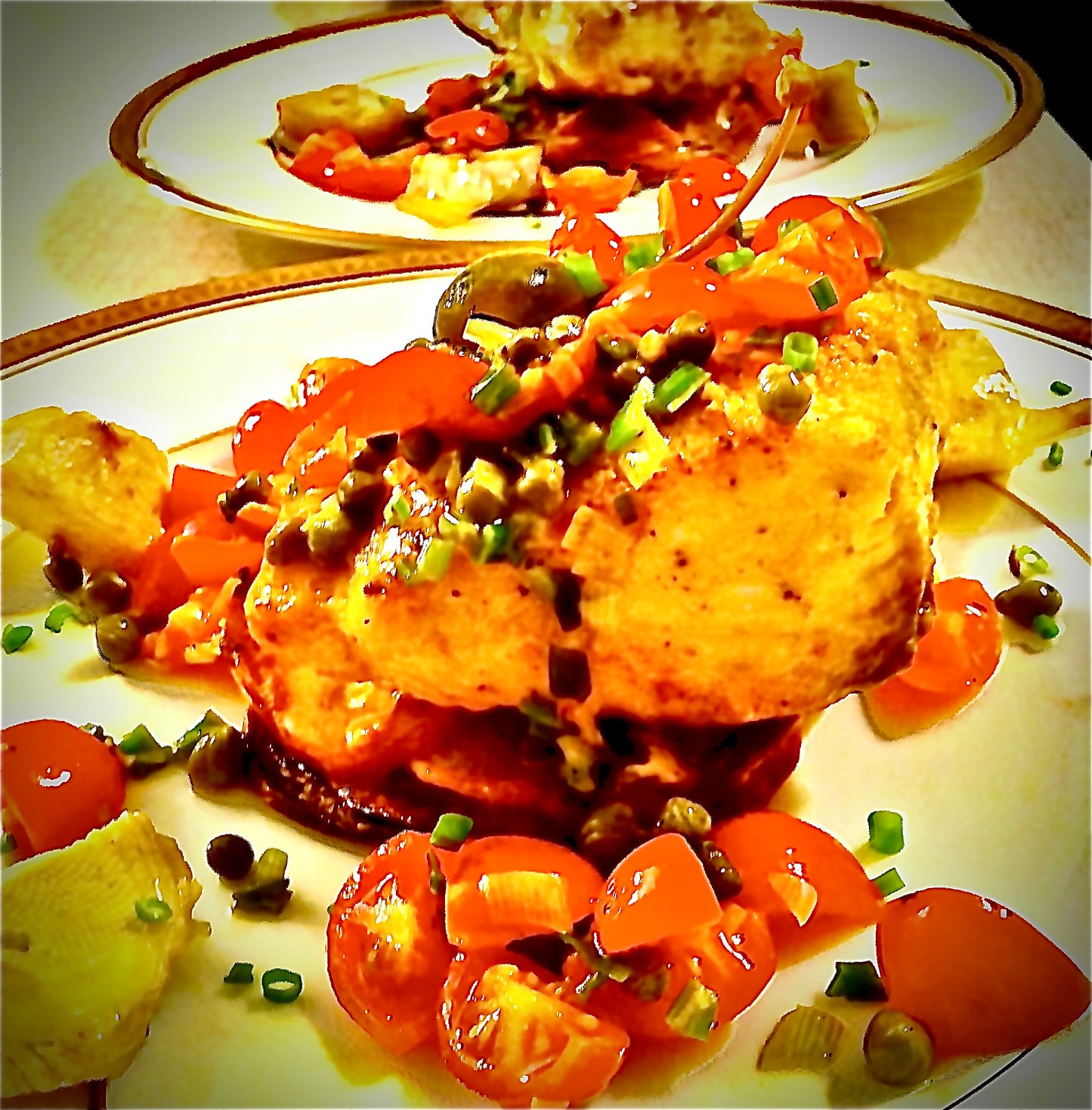 Cod with Lemon, Capers and Tomatoes