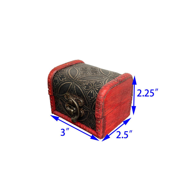 Mini Wood Treasure Chest Vintage Handmade  Box with lid