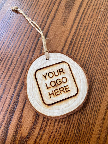 Custom Logo Wood Slice Ornaments: 2.5" (approx)