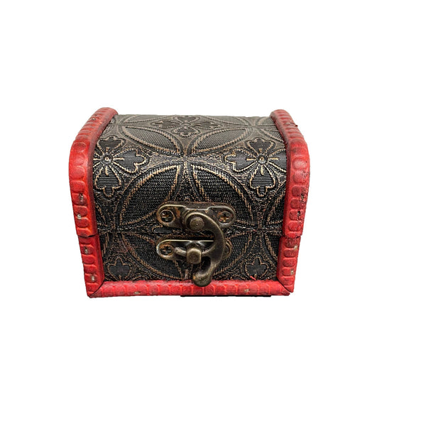 Mini Wood Treasure Chest Vintage Handmade  Box with lid