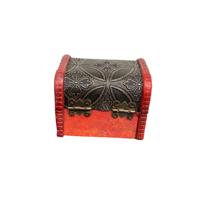 Mini Wood Treasure Chest Vintage Handmade  Box with lid