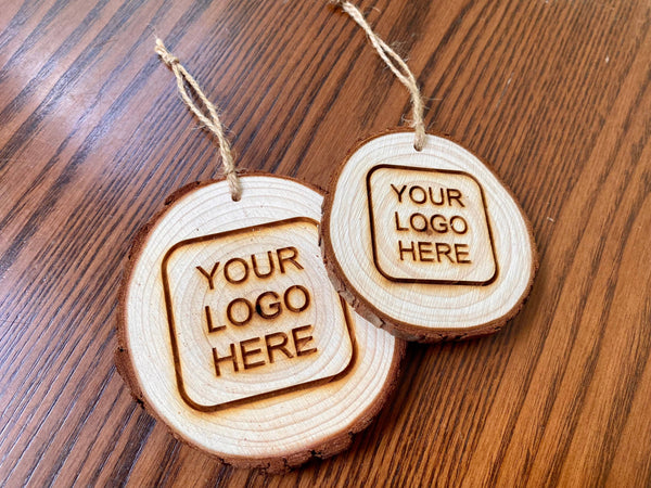 Custom Logo Wood Slice Ornaments: 2.5" (approx)