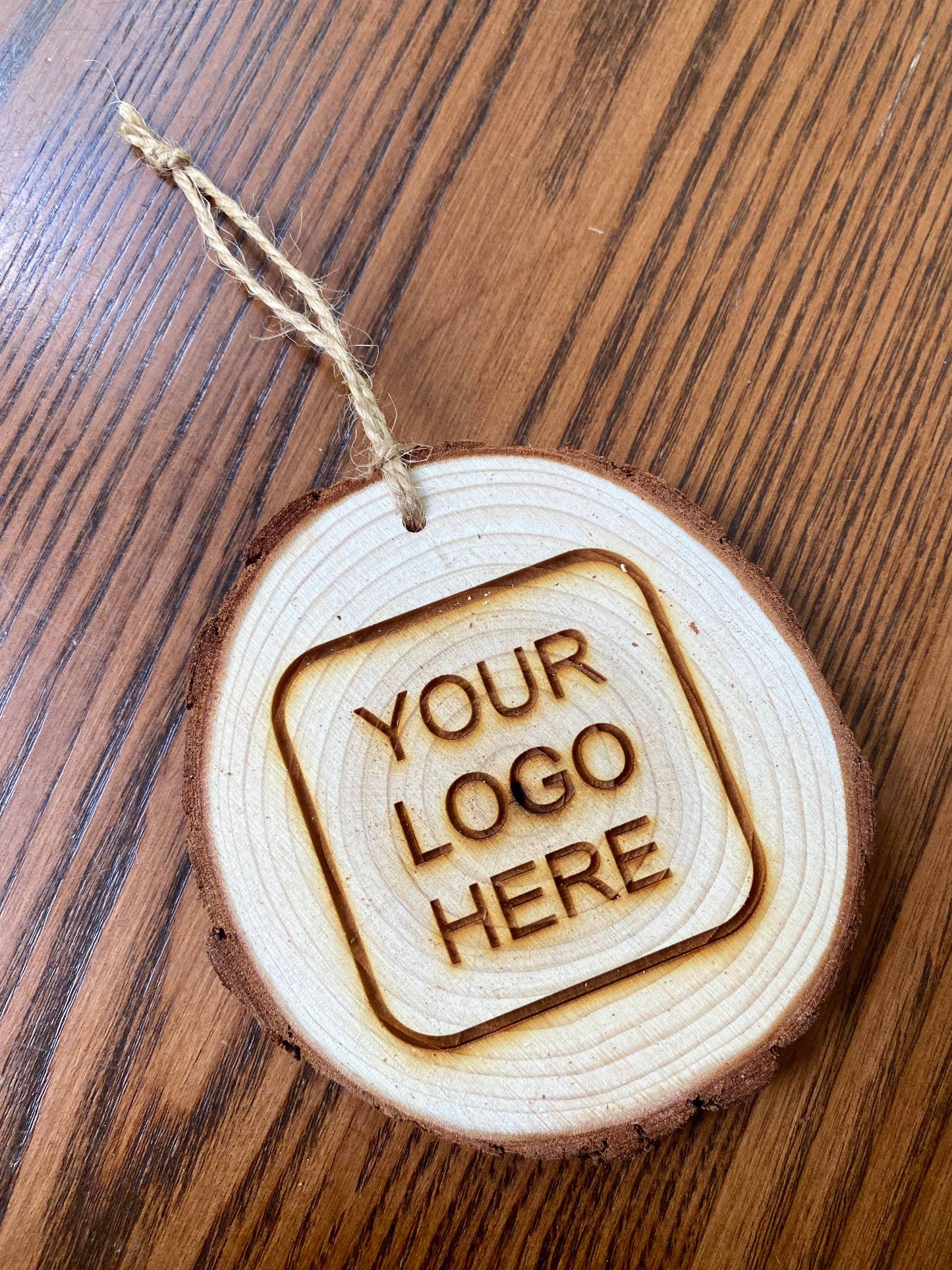 Custom Logo Wood Slice Ornaments: 2.5" (approx)
