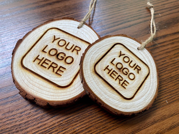 Custom Logo Wood Slice Ornaments: 2.5" (approx)