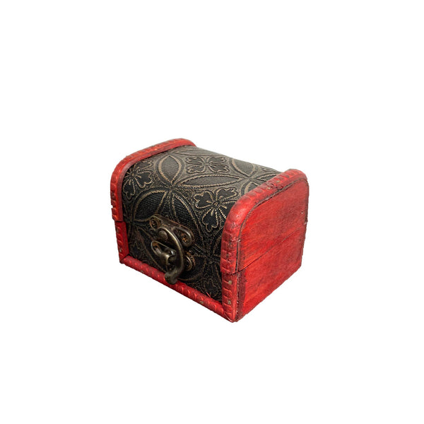 Mini Wood Treasure Chest Vintage Handmade  Box with lid